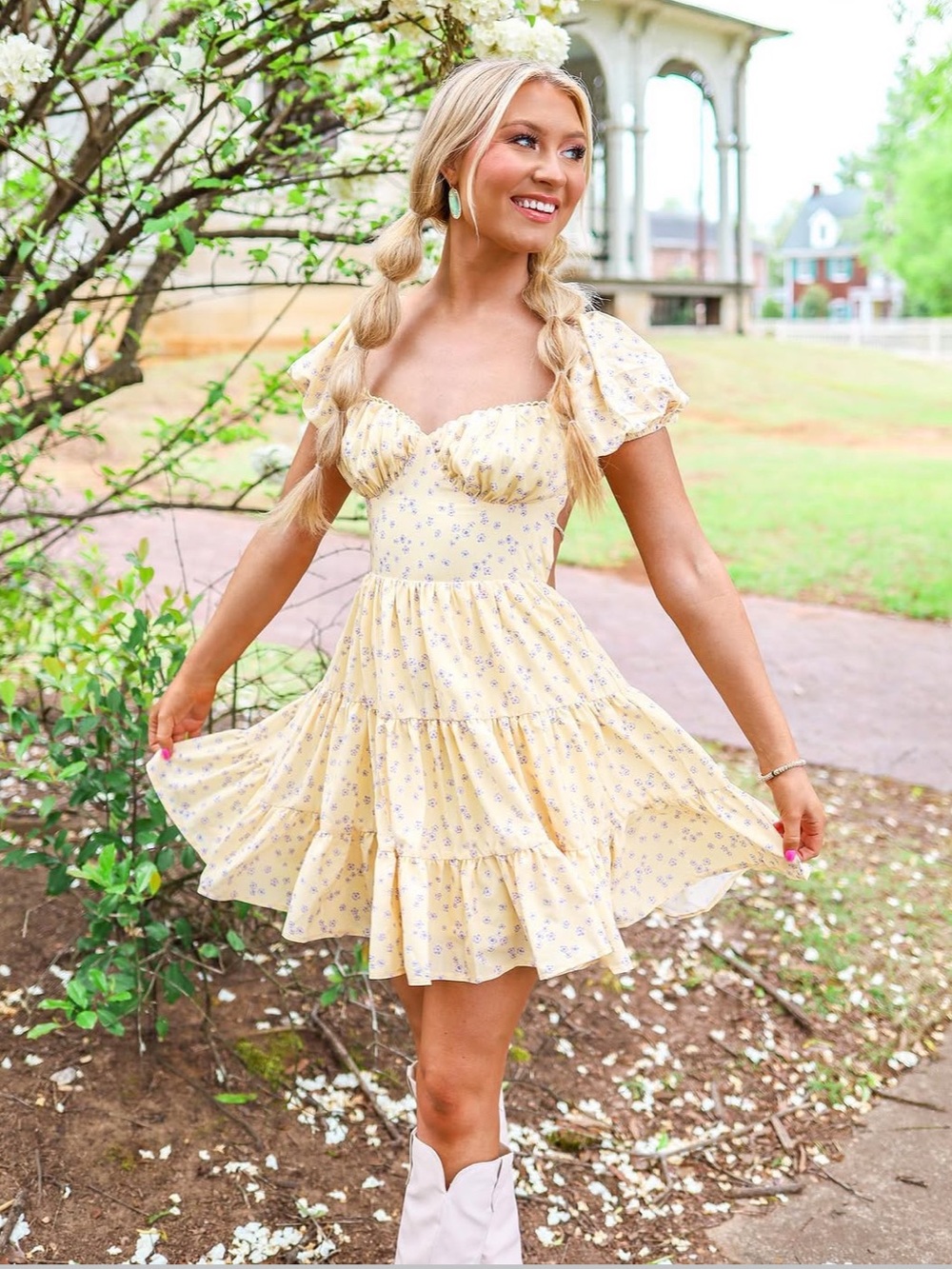 Princess Polly Danny Mini Dress Yellow Floral size 6